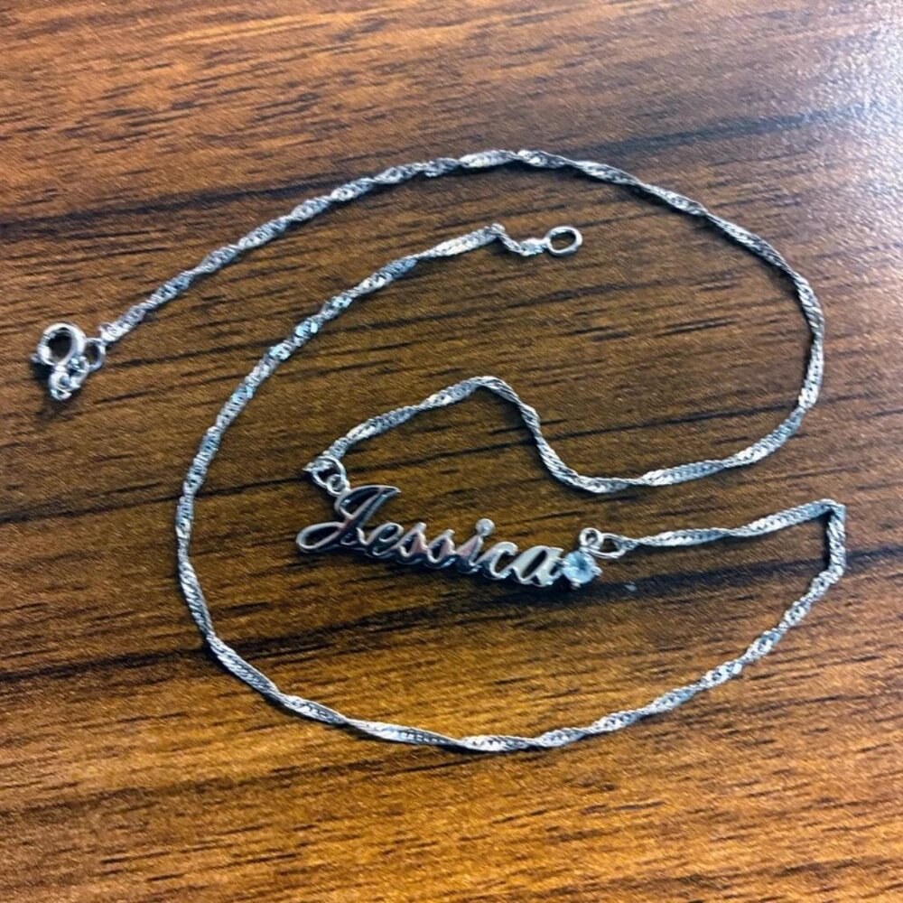 "Jessica" Sterling Silver Nameplate Necklace